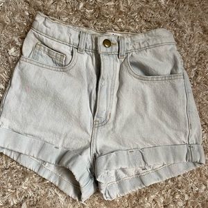 American Apparel High Waisted Light Wash Denim Shorts - 24